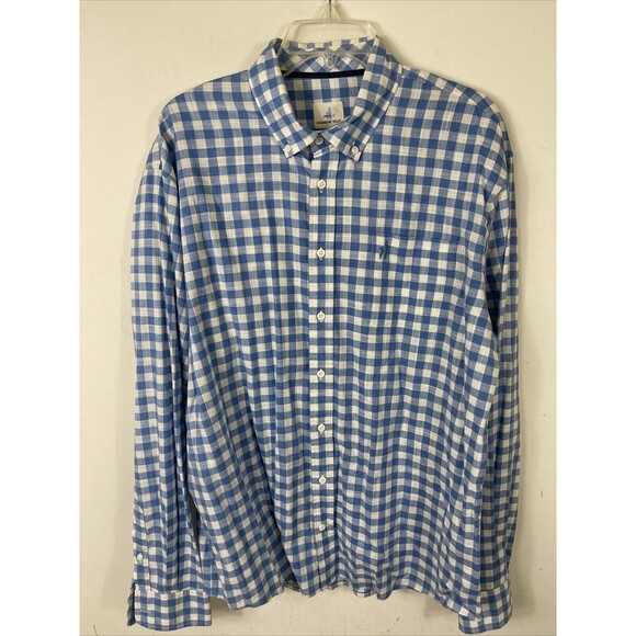Johnnie O Hanging Out Shirt Men’s  Long Sleeve Button Up Blue Gingham  XL - Picture 1 of 7